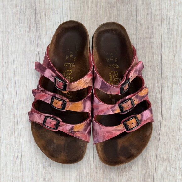 Papillio by Birkenstock Florida Sandals Pink Multicolor Floral 3 Strap Buckle - Picture 1 of 5